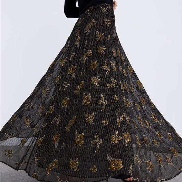 Zara limited edition embroidered sequin skirt - Picture 3 of 7